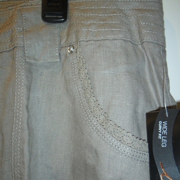 INC Wide Leg Curvy Fit Linen Taupe Pant 16 Short - Picture 5 of 8